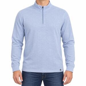 Flag & Anthem Sweater Mens Medium Blue 1/4 Zip Mock Neck Waffle Knit Pullover